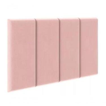 Imagem de Cabeceira Almofadada Grazy - 90cm Suspensa Suede Mdf Rosa - Movelove Rosa