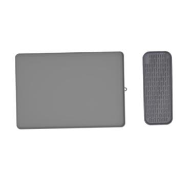 Imagem de ＫＬＫＣＭＳ Conjunto de tapetes de silicone para café, talheres removíveis, almofada de drenagem para manter a limpeza, tapetes para secar pratos, tapete de bar, Cinza