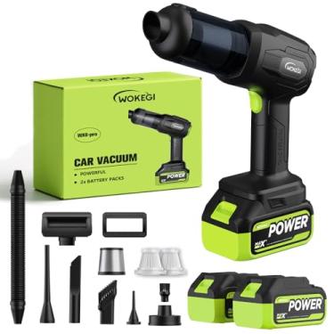Imagem de WOKEGI Hadnheld Aspirador de pó portátil para carros, sem fio, com alta potência e sucção de 40000Pa, potente espanador de ar portátil 4 em 1, limpeza rápida para carro, casa, escritório, pelos de