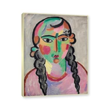 Imagem de NHLDZYH Moldura champanhe. Alexej von Jawlensky, impressão clássica, (menina grisalhosa), decoração de parede para cozinha, quarto. 60x80cm