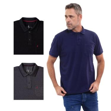 Imagem de Kit 3 Camisa Polo Masculina Pique Premium com Bolso Casual