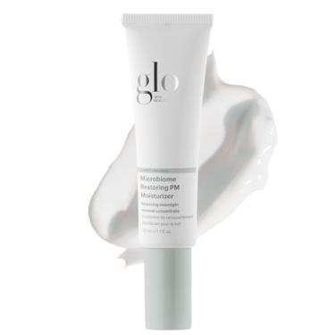 Imagem de Glo Skin Beauty Hidratante PM restaurador de microbioma – Creme em gel noturno sem óleo para peles oleosas propensas a acne, repara a barreira de umidade da pele, reduz a aparência de poros, linhas