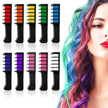 Imagem de Conjunto de pente de giz de cabelo brilhante temporário de 10 cores - 8, 9, 10, 11, 12 anos, presentes de aniversário, fantasia de Halloween, cosplay, lembrancinhas de festa para meninas, meninos e