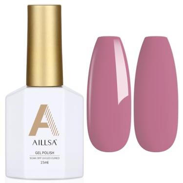 Imagem de AILLSA Esmalte de gel malva rosa empoeirado esmalte de gel rosa nude unha roxo claro unhas naturais cor de ameixa outono inverno imersão arte de unha U V presente de férias para mulheres 0,51 ml