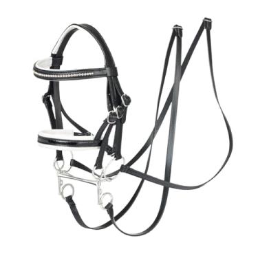 Imagem de LeMieux Cavalo Hobby Double Bridle Preto - Couro com Fivelas Funcionais - Dois Conjuntos de Rédeas e Duas Pontas - Brinquedo Educativo - Adequado para Idades 8+