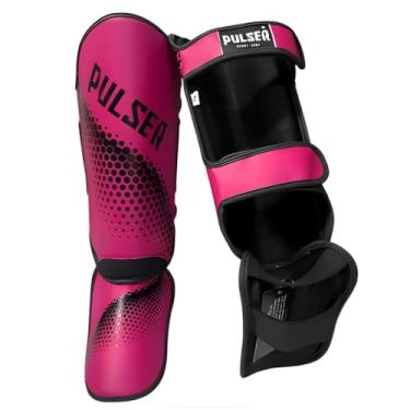 Imagem de Caneleira Muay Thai Kickboxing 20mm PU Articulada Protetor de Canela - Pulser Fight (Rosa Hexa Preto, M)