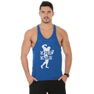 Imagem de Camiseta Regata Cavada Masculino Academia Treino No Pain No Gain - DUM