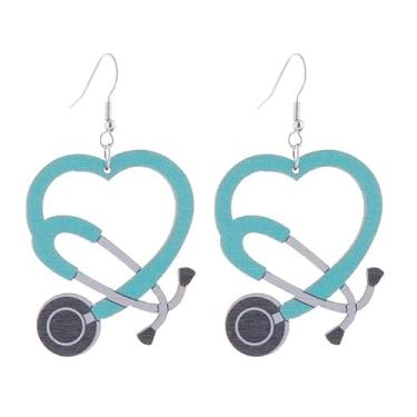 Imagem de Brincos com tema médico, coração, estetoscópio, pílula, seringa, cruz vermelha médica, presentes de dia da enfermeira, presentes para médicos, enfermeiros, estudantes de medicina, Liga de aço, Sem
