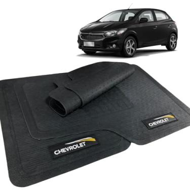 Imagem de Jogo de Tapete Borracha Automotivo Com Logo 5 Peças Bordado Compatível com Chev Gm Onix 2016 2017 2018 2019