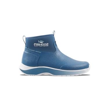 Imagem de FISHOOZ Sapato masculino DryRun para pesca no tornozelo | Estrutura de bota de neoprene 100% impermeável, forro de malha respirável, revestimento de borracha natural à prova de tempestade, Azul/branco