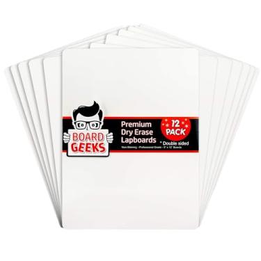 Imagem de Board Geeks Bigtime Pacote com 12 quadros brancos de sala de aula 22 x 30 cm para crianças - quadro branco de dupla face pequeno - conjunto de quadros brancos a granel, essenciais para sala de aula