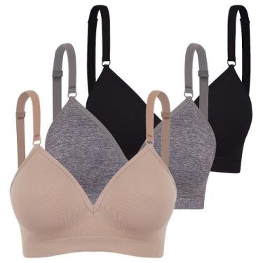Imagem de Sutiã c/ bojo trifil daily reforçado kit  3 un sem costura, Macadâmia,