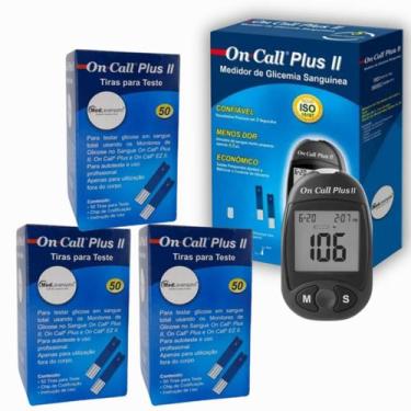 Imagem de Kit Monitor De Glicose +150 Tiras De Glicose On Call Plus II - MEDLEVE