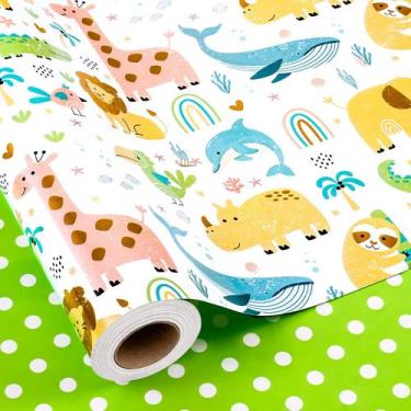 Imagem de Papel de embrulho Yarcony Baby Neutral Safari Animals 5m