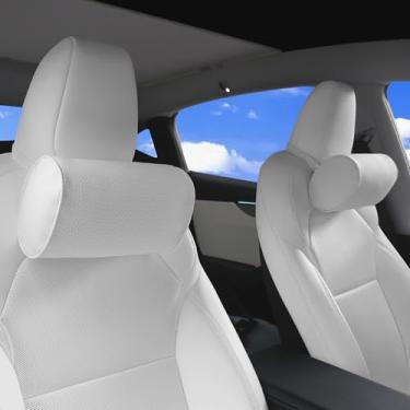 Imagem de Dapucarin Travesseiro de encosto de cabeça de carro para dirigir - couro de luxo 100% espuma de memória, suporte ergonômico para pescoço - travesseiro de viagem de ajuste universal para a maioria dos