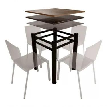 Imagem de Base Preto Quadrada Para Mesa Jantar Pedra Madeira 75cm Cv2 - CONVENIE