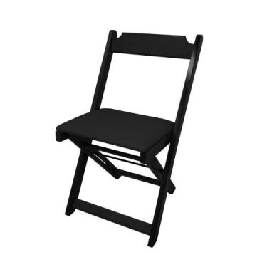 Imagem de Cadeira Dobravel De Madeira Estofada Preto - Preto - Preto - MEGA MADE