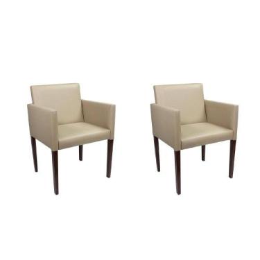 Imagem de Kit 2 Poltronas Nina Executiva Em Tecido Sintético - Bege - Cor: Bege 