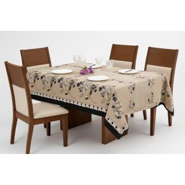 Imagem de Toalha de Mesa Oxford Premium Estampada 100% Poliéster Retangular Vários Tamanhos (4, 6, 8, 10 e 12 Lugares) (Est Café, 4 Lugares)