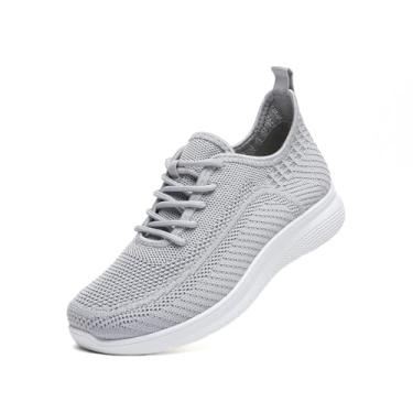 Imagem de JIOJIT Tênis feminino, casual, leve, respirável, antiderrapante, trabalho, compras, viagens, Cinza/língua, 38