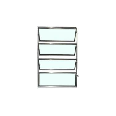 Imagem de Vitrô Basculante 1 Seção 80x60 Linha Esmeralda – Alumínio Brilhante, Vidro Liso 3mm – Lumineziri Esquadrias