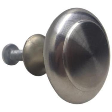 Imagem de 02 Puxador Decorativa Para Moveis Botão Inox Escovado 27Mm