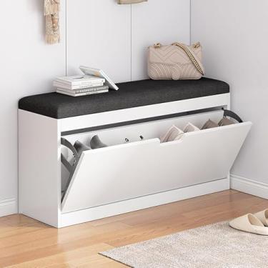 Imagem de Sapateira Independente,armário De Sapatas De Balde Basculante Moderno,banco De Sapateira,armazenamento De Sapateira Estreita De Entrada Com Portas,organizador De Sapateira D, Black, 80 * 24 * 45CM