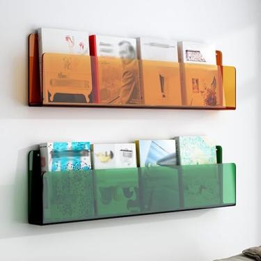Imagem de Porta-revistas 2 Prateleiras Para Revistas, Suporte De Brochuras De Acrílico Transparente Estante Pendurada, Armazenamento De Documentos De Montagem Na Parede Pa, Portfolio 8, L - 60cm/23.6in