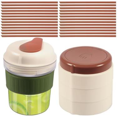 Imagem de ZFLYCANP Xícara de café gelada de 500 ml, copo transparente de café com bandeja de cubos de gelo, copo de café hermético para casa, escritório, viagens