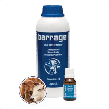 Imagem de Barrage Carrapaticida e Mosquicida para Bovinos, 1 Litro, Concentrado (Rende 1000L), Cipermetrina, Carência Zero para Leite
