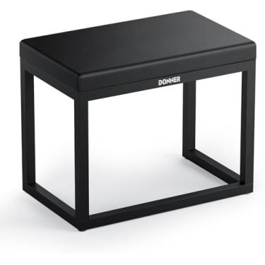 Imagem de Donner Banco de piano, banco de teclado resistente à corrosão estilo doméstico, assento de piano de metal moderno e minimalista com acolchoamento grosso, cadeira de piano preta com almofada, DKB-200