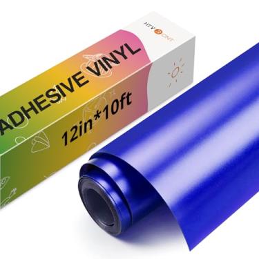 Imagem de HTVRONT Vinil azul metálico - vinil azul fosco de 30,5 cm x 3 m compatível com máquina de corte Cricut - Fácil de remover ervas daninhas e transferir