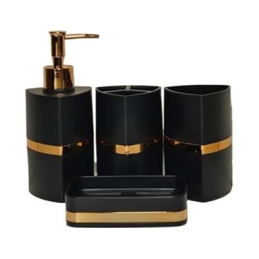 Imagem de Kit Lavabo Luxo - Conjunto Completo Para Pia De Banheiro, Design Refinado E Acabamento ImpecáVel(Kit4 Triângulo Preto e Ouro)