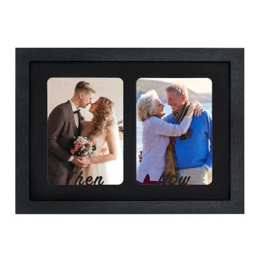 Imagem de GMFrames Porta-retrato Then and Now, moldura dupla de 12 x 18 cm para presentes de formatura, decoração de festa de formatura e aniversário de casamento