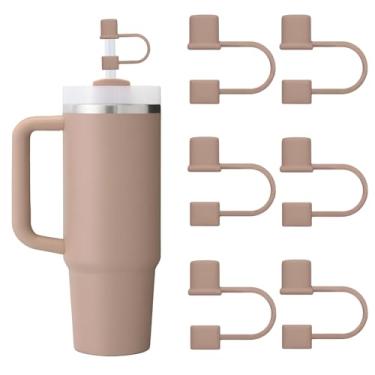 Imagem de 6 peças de tampas de palha de silicone compatíveis com copo Stanley Cup 850.5-1,134.0 g copo com alça de 10 mm tampa reutilizável para acessórios Stanley Cup