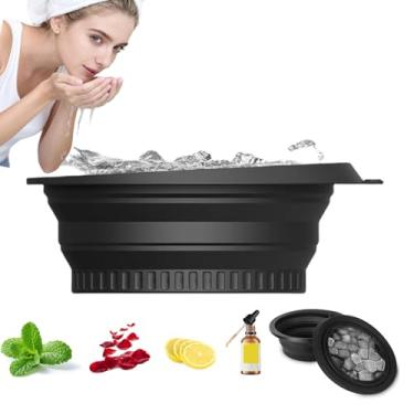 Imagem de WMDDIAN A tigela de superfície de gelo de silicone dobrável vem com uma placa de gelo integrada - uma tigela de banho fria portátil e reutilizável adequada para casa, acampamento e viagens - uma