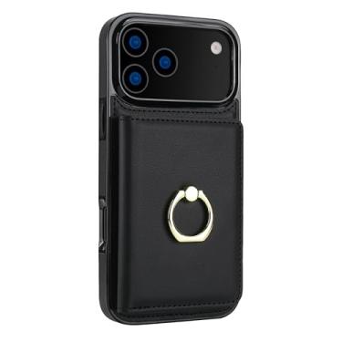 Imagem de LYJSMGZ Capa com compartimento para cartão para Iphone17pro Max/17/17Pro/17Air, bordas elevadas com suporte oculto para câmera à prova de choque, anel de vedação portátil, preta, 17Air