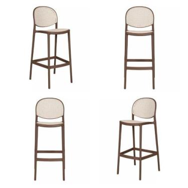 Imagem de Kit 04 Banquetas Positano Alta Polipropileno Cinza - 73055 - Sun House