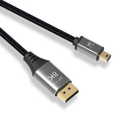 Imagem de Xiwai DisplayPort 1.4 8K 60hz Cabo Ultra-HD UHD 4K 144hz Mini DP para DP Cabo 76804320 para TV de computador de vídeo e laptop, 2.0M