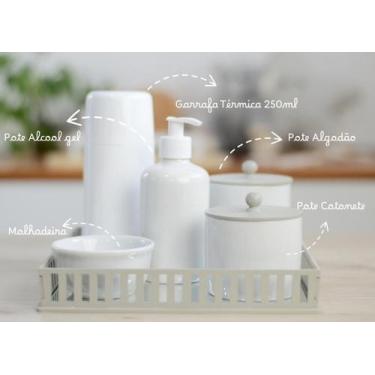 Imagem de Kit Higiene Cuidados Bebê Maternidade Cinza Unissex Decoração Quarto P