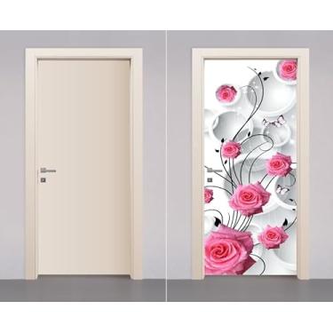Imagem de Adesivo Envelopamento Decorativo de Porta Rosas Flores (70cm)
