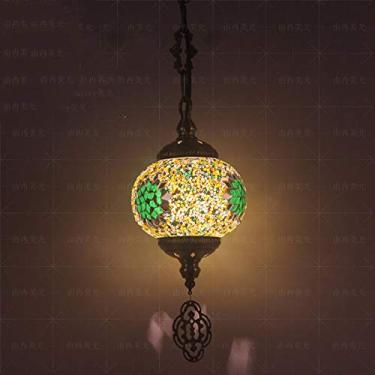 Imagem de 1 Luminária pendente de mosaico de globo de luz, luminária pendente de teto decorativa boêmia para sala de jantar, sala de estar, bar, hotel, lustre de vidro para quarto