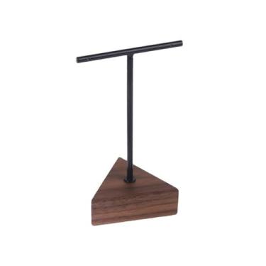 Imagem de hezhuhe2258 Torres de joias simples preto metal T-pole brincos armazenamento joias ornamentos tiro criativo jóias expositor suporte (marrom, médio)