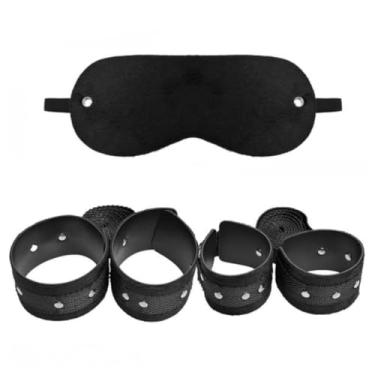 Imagem de Kit Bondage Pelúcia Algema Com Tornozeleira Tiras E Vendas Acessórios Eróticos DX972 (VERMELHO)