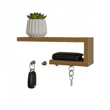 Imagem de Porta-Chaves e Organizador Decorativo, Item Essencial para a Organização com Estilo da sua Casa(Branco com amadeirado)