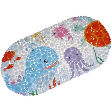 Imagem de Tapete Para Banheiro Antiderrapante Infantil Com Ventosa Box Banho Bebê Criança (Estampa Baleias)