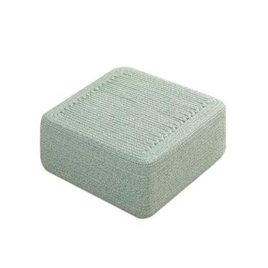 Imagem de pufe Almofada de futon para casa chão espessada Fio algodão quadrado tecido banquinho curto Sala estar Varanda Mesa centro Pequeno banco para sentar(Green,50x50x30cm)