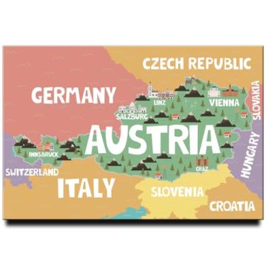 Imagem de Mapa da Áustria Imã de geladeira Viena Lembrança de viagem