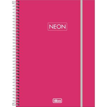 Imagem de Tilibra - Caderno Espiral Capa Plástica Universitário 1 Matéria Neon Fit Feminino 80 Folhas - Capa Pink