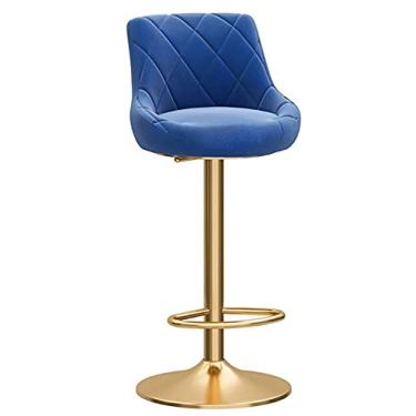 Imagem de UISLA Banqueta de bar giratória para móveis, assento redondo, banco com pernas de metal dourado, altura ajustável de 50 a 80 cm, preto